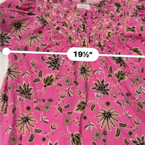 Olivia James Floral Pink Dress w smocking and buttons at neckline-size M- EUC - Picture 12 of 12